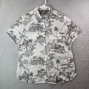 Tommy Bahama Beach Summer Shirt‎ Men Medium Button Palm Short Sleeve Lightweight